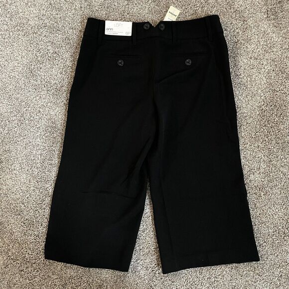 ANN TAYLOR Loft ANN Cropped Capri Black Pants Button Detail Size 6P Petite NWT - Picture 2 of 12